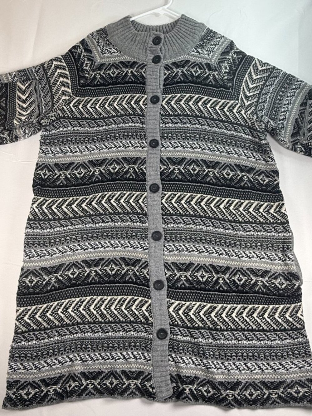 VTG St John's Bay XXL Cardigan Knit Geometric Chevron Fair Isle Nordic Cabincore